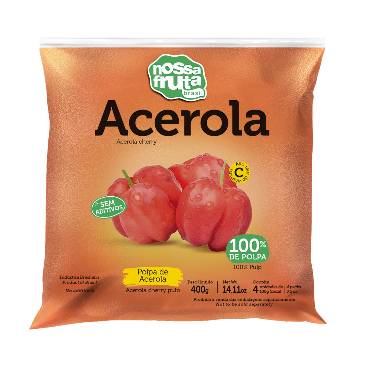 Polpa de Acerola Nossa Fruta Brasil 400 g