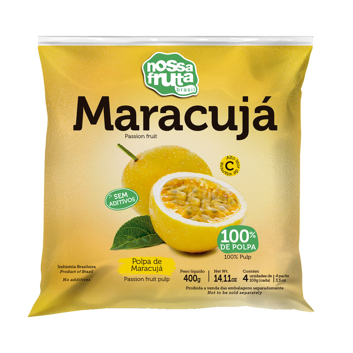 Polpa de Maracujá Nossa Fruta Brasil 400 g