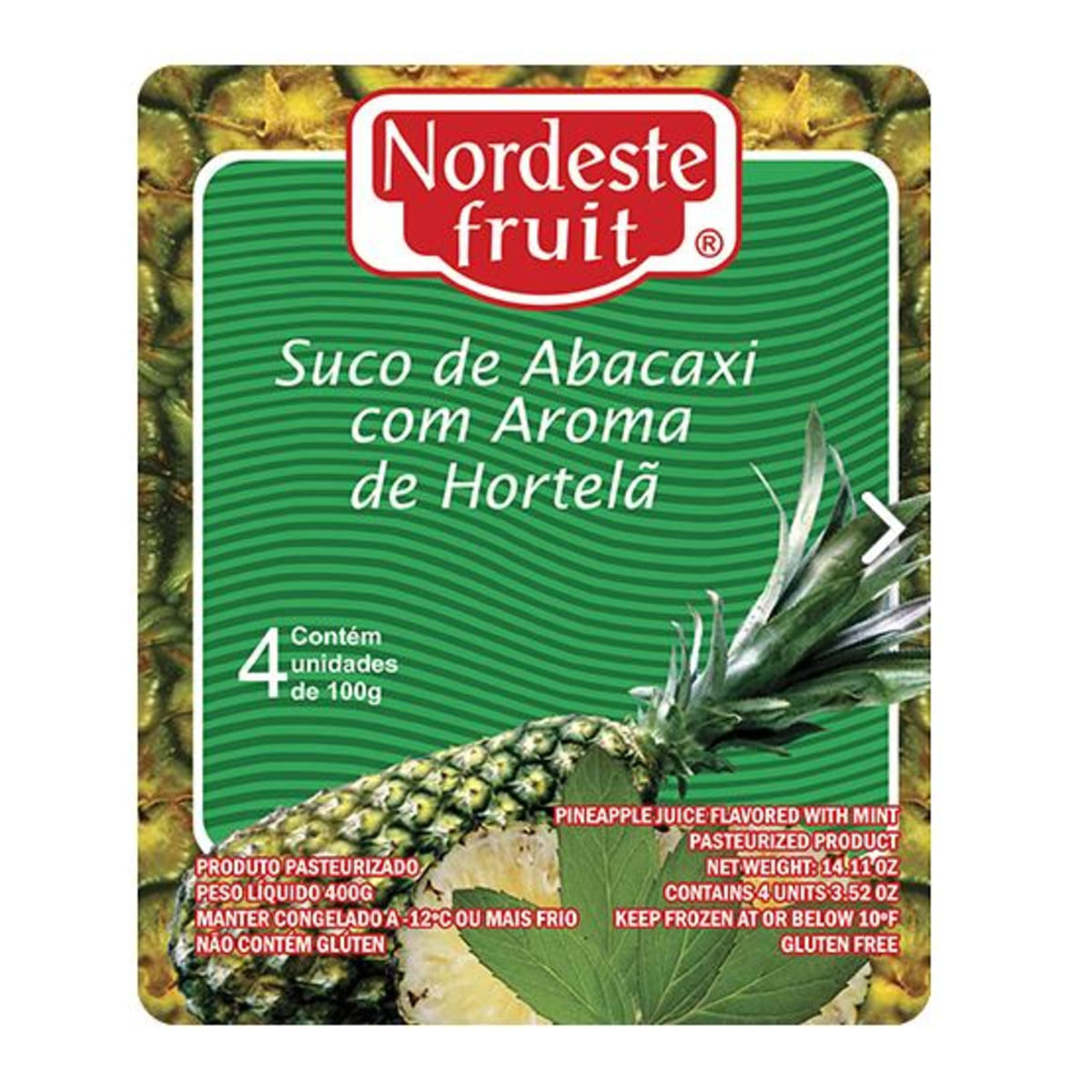 Polpa Nordeste Fruit Abacaxi com Hortelã 400 g