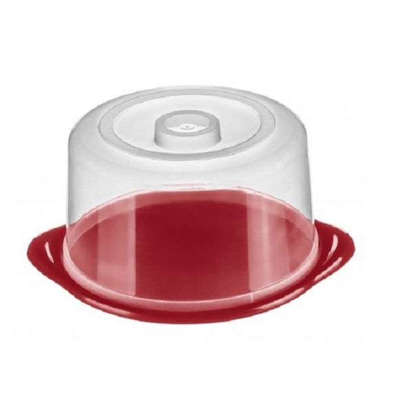 Porta Bolo Redondo Plástico Sanremo 24,4 cm Vermelho