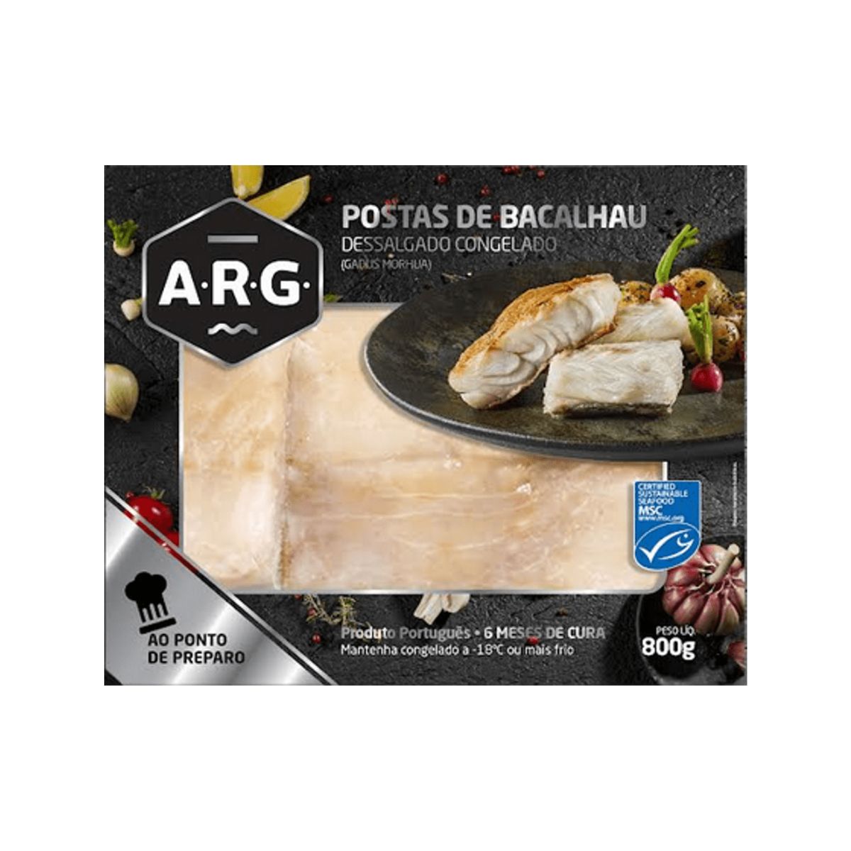 Postas de Bacalhau Dessalgado Congelado Arg 800 g