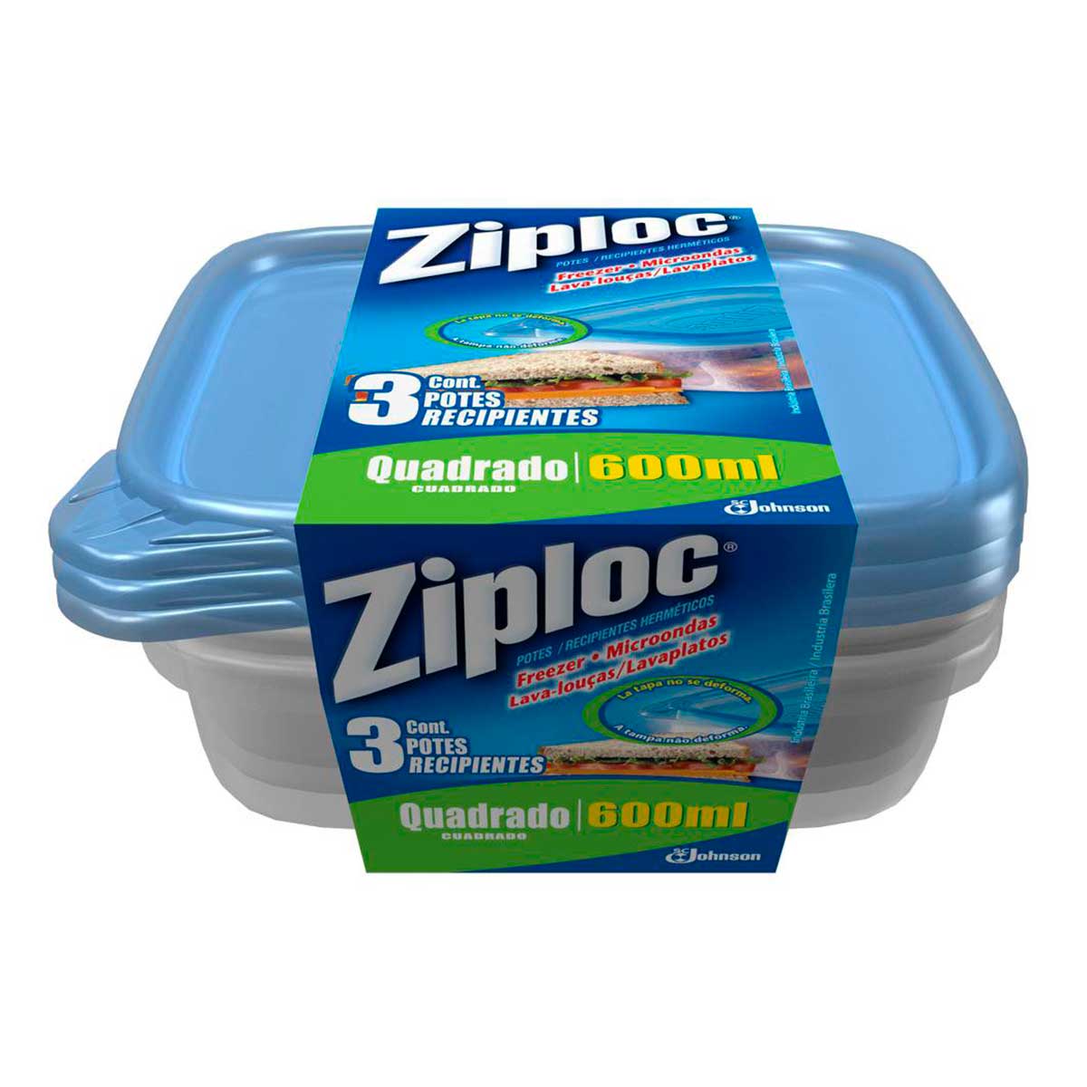 Pote Plástico Ziploc 600ml c/ 3un