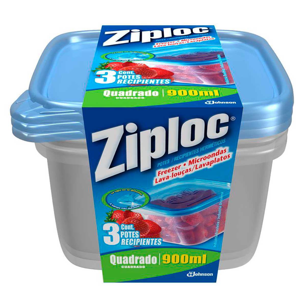 Pote Plástico Ziploc 900ml c/ 3un