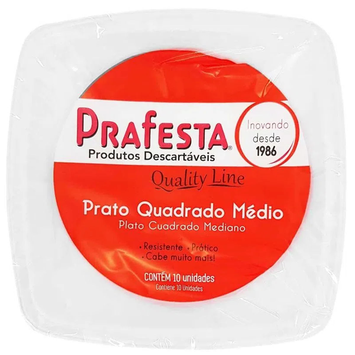 Prato Descartável Quadrado Prafesta 15 cm 10 Unidades