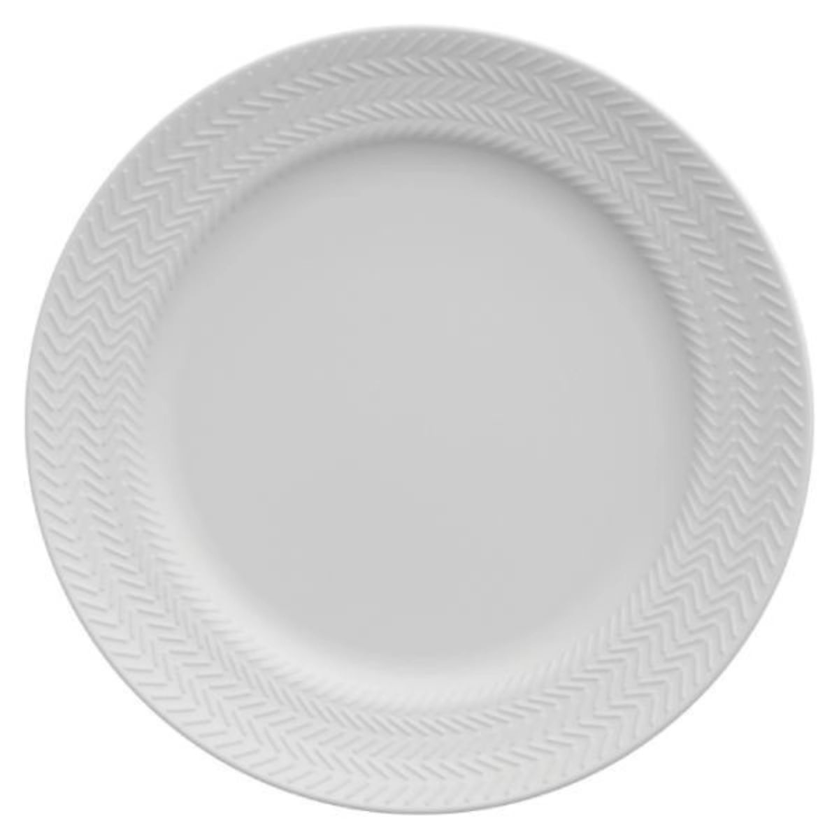 Prato para Sobremesa de Porcelana Chevron 20cm Germer Branco