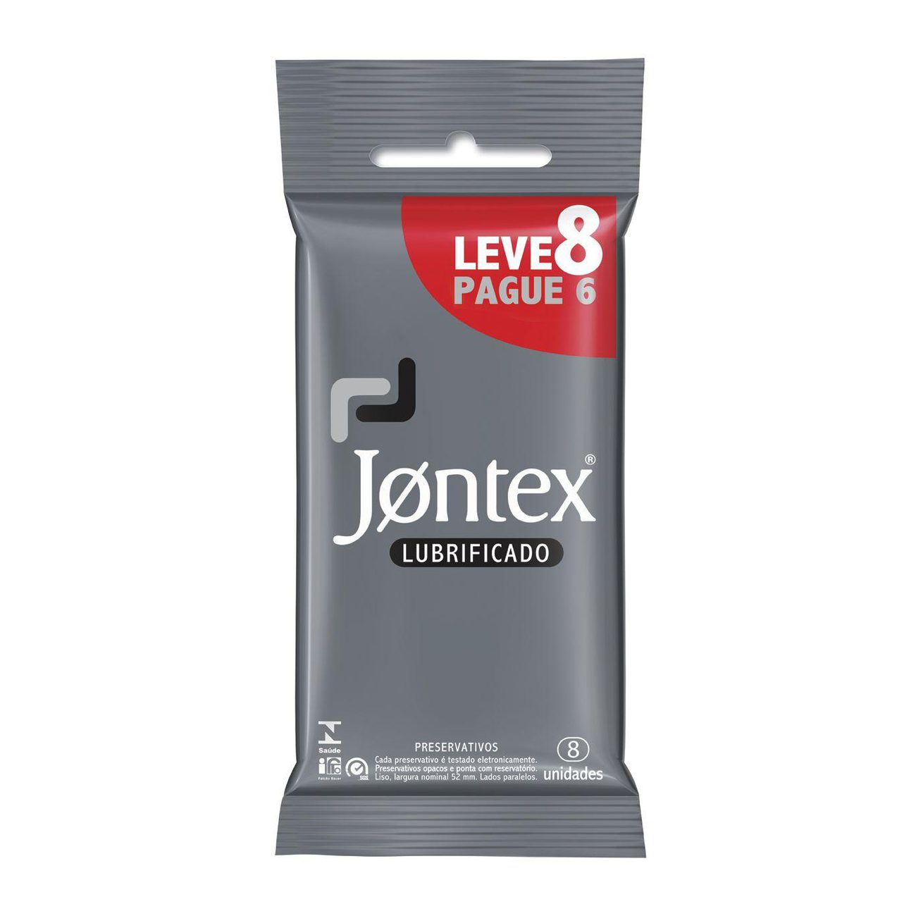 Preservativo Camisinha Jontex Lubrificado Leve 8 Pague 6 Unidades