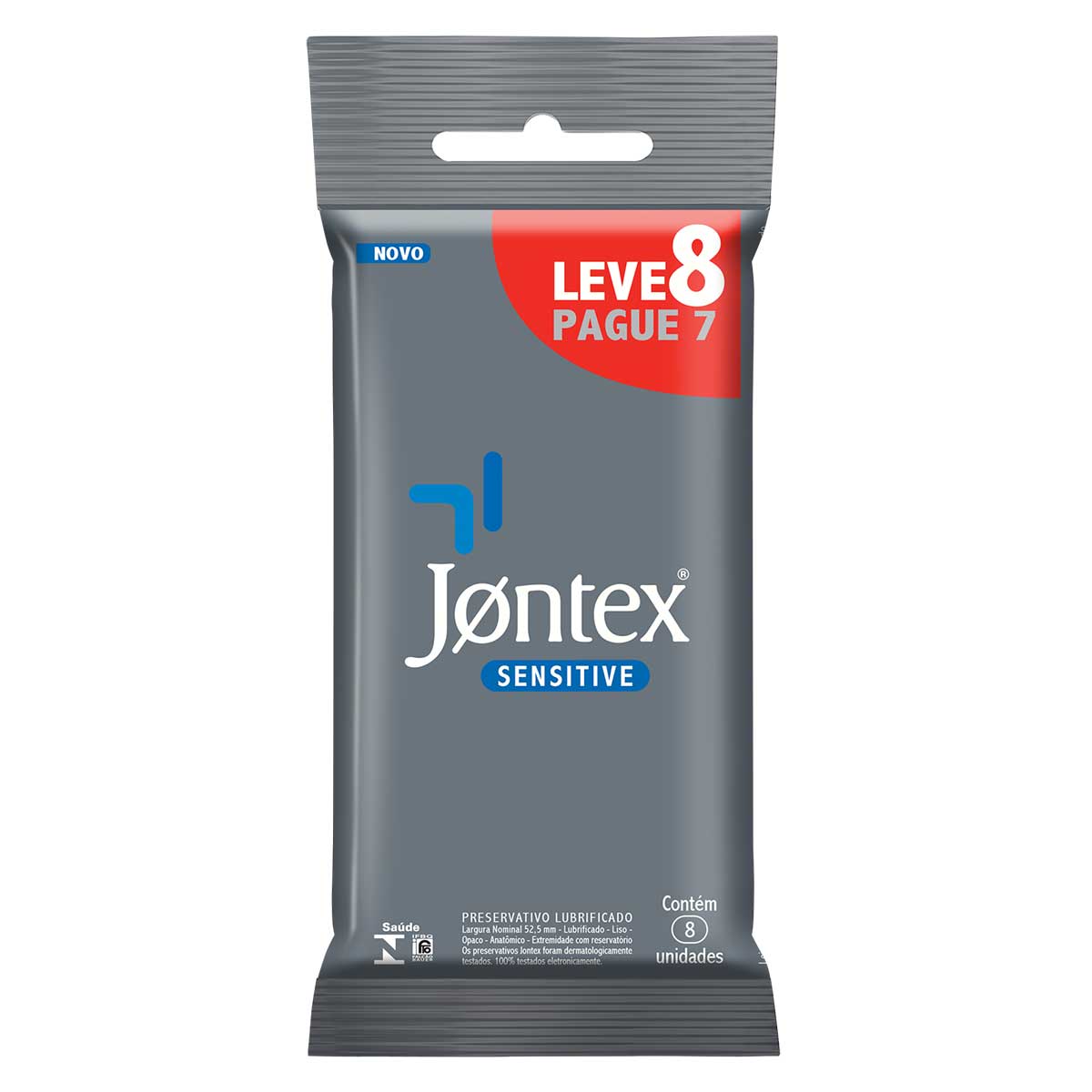 Preservativo Masculino Lubrificado Jontex Sensitive Leve 8 Pague 7 Unidades