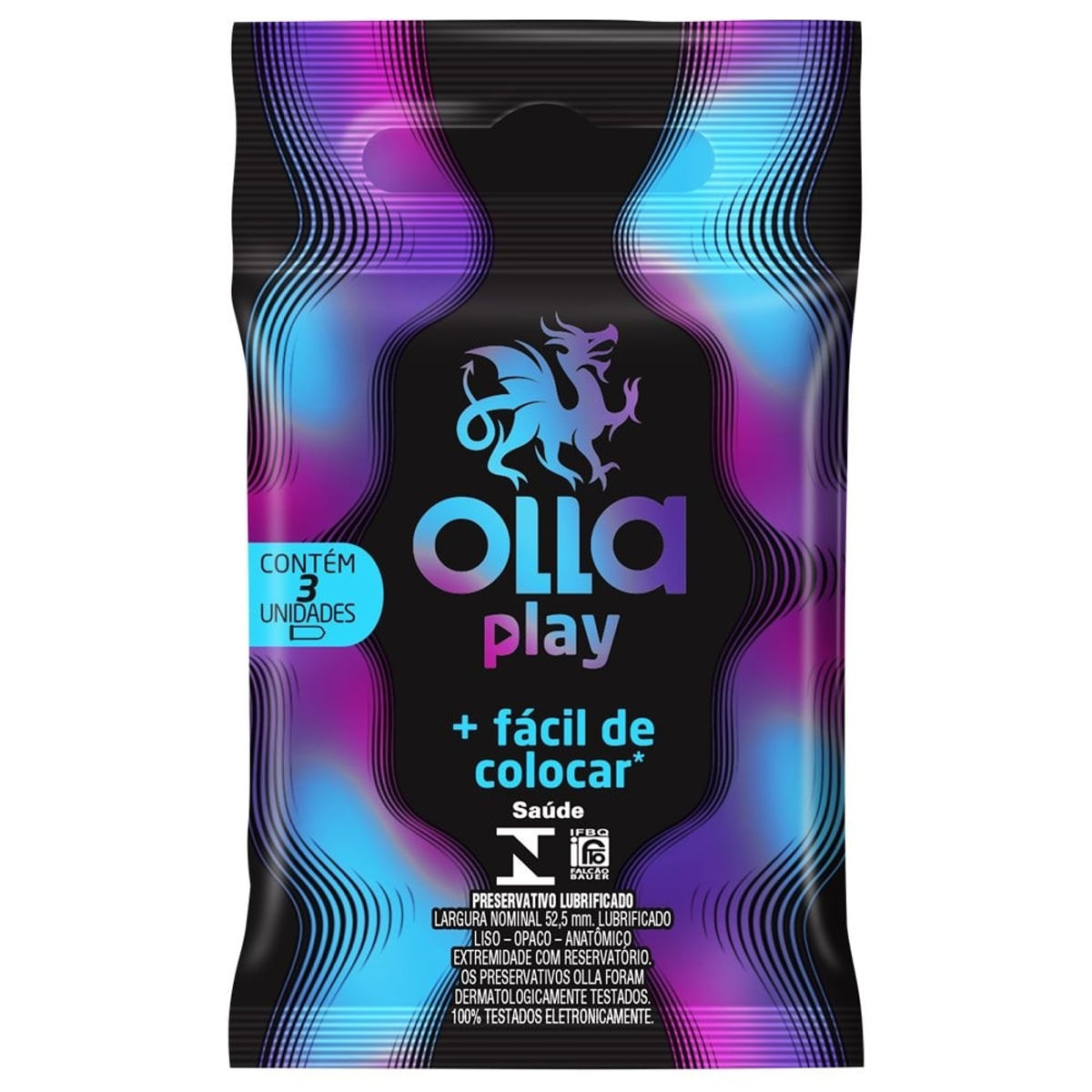 Preservativo Masculino Play Olla com 3 unidades