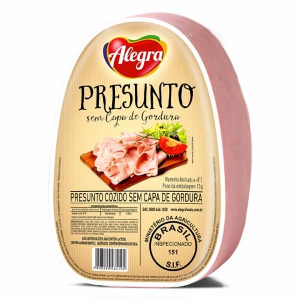 Presunto Cozido Sem Capa de Gordura Alegra Aprox. 200g