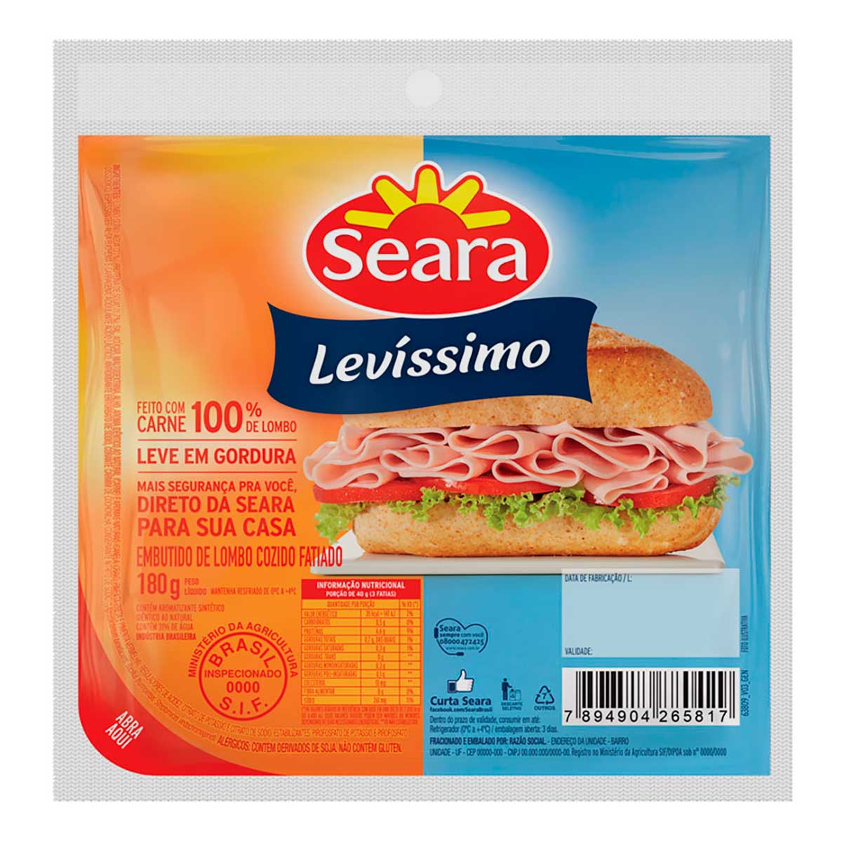 Levíssimo Fatiado Seara 180g