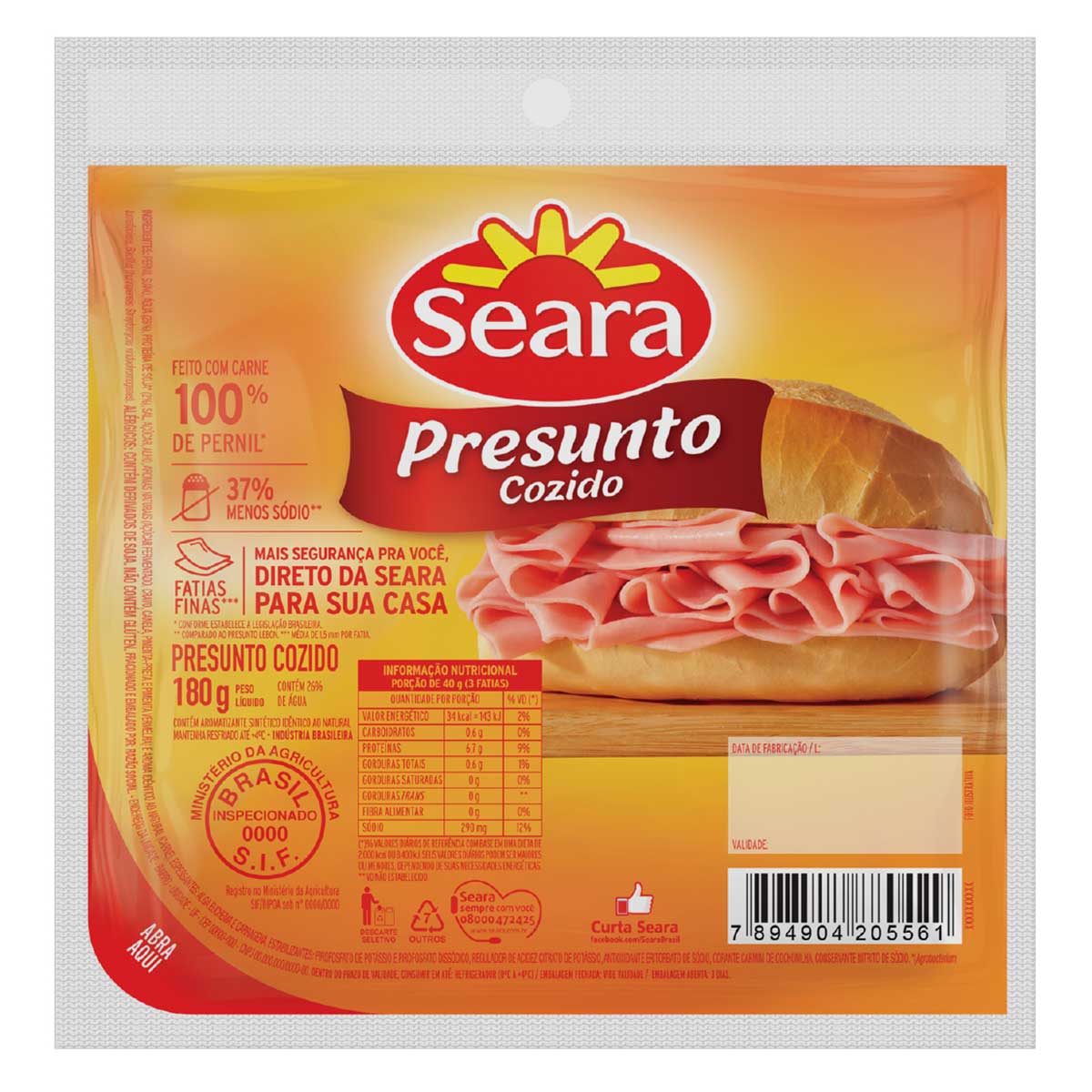 Presunto Fatiado Seara 180g