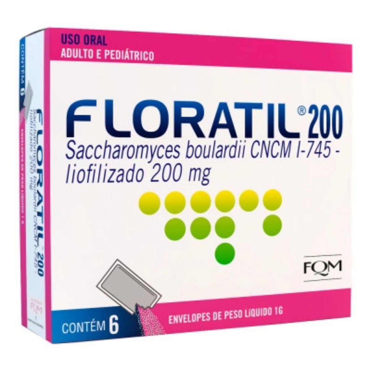 Probiótico Floratil 200mg Em Pó Com 6 Sachês de 1g Cada