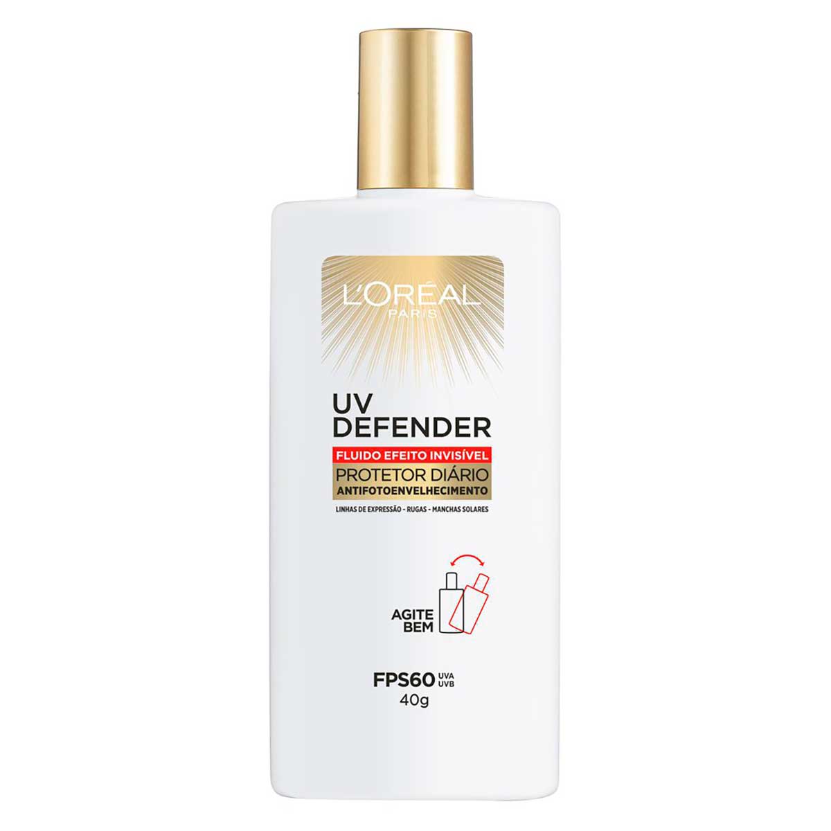 Protetor Solar Facial FPS60 L&apos;Oréal Paris UV Defender Fluído 40g