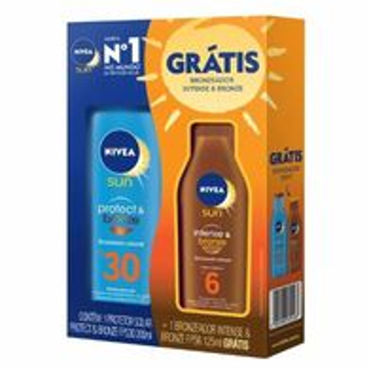 Kit Protetor Solar FPS 30 200 Ml  + Bronzeador FPS 6 125 Ml Nívea Sun