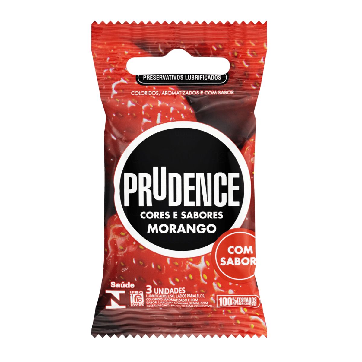 Preservativo Prudence Cores e Sabores Morango com 3 unidades