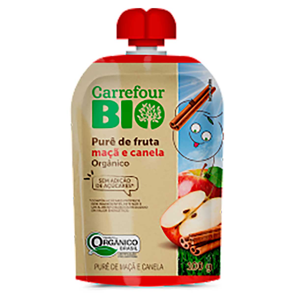 Purê de Frutas Sabor Maçã e Canela Carrefour Bio 100g