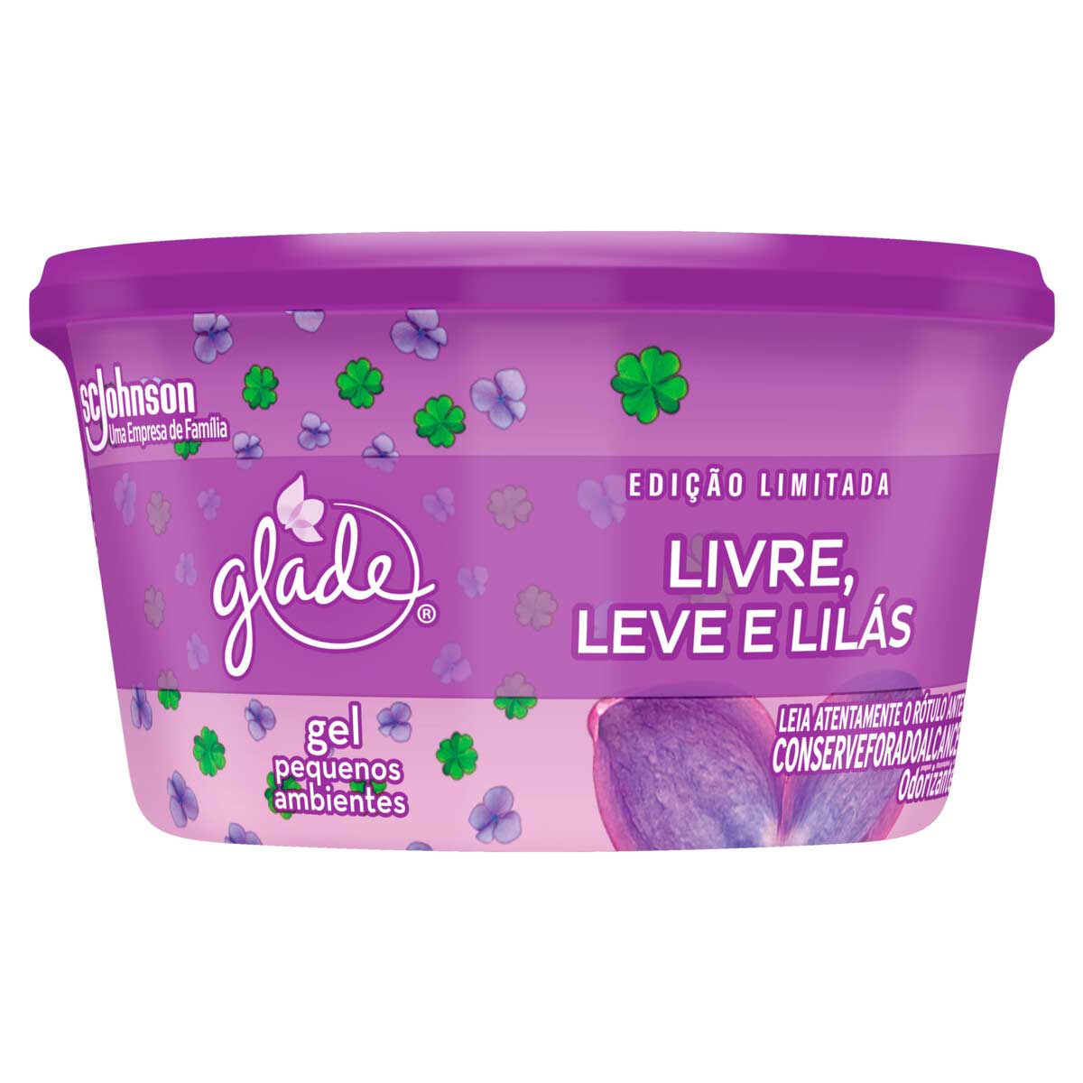 Odorizador de Ambiente Glade em Gel Livre,Leve e Lilás 70g