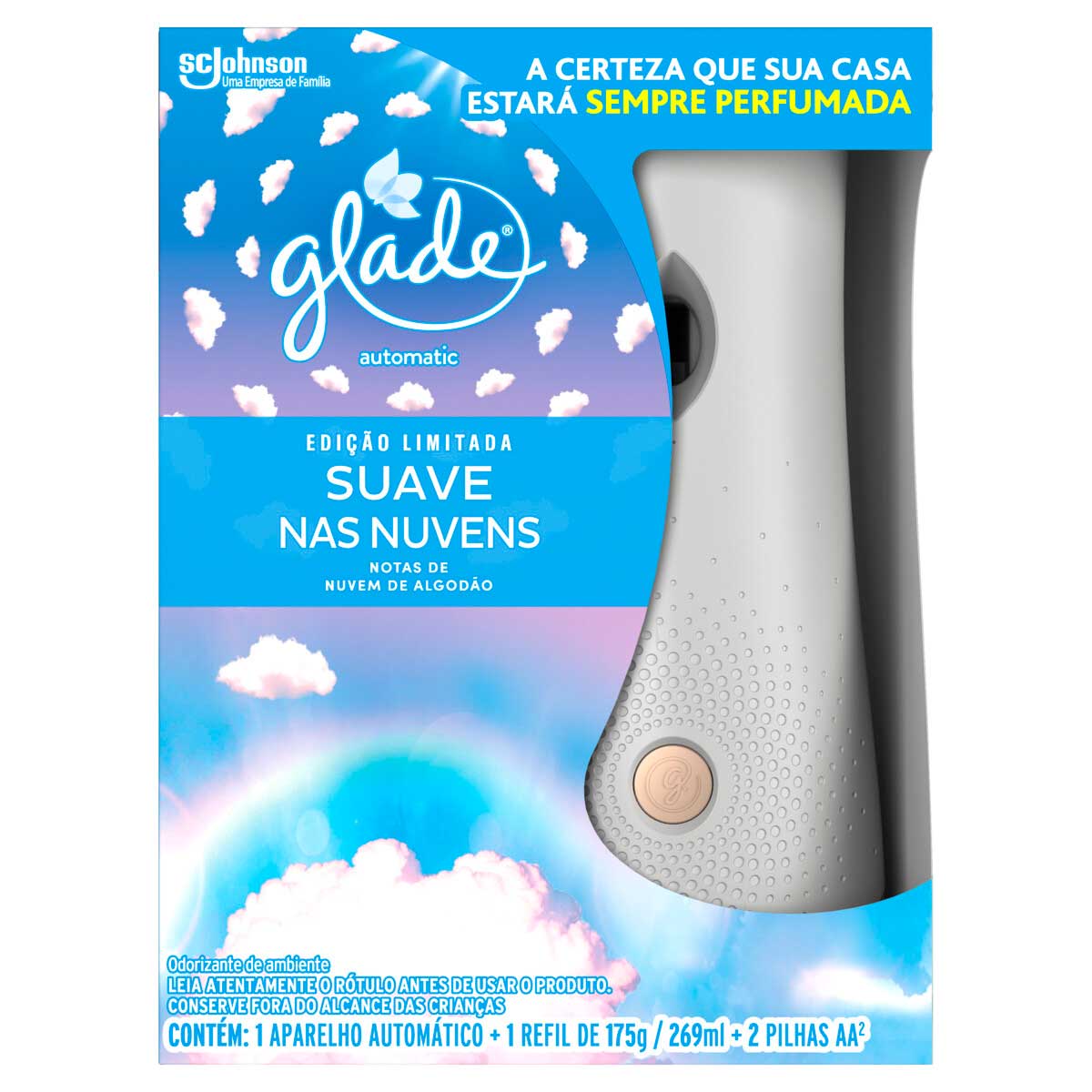 Aparelho e Odorizador de Ambiente Glade Automatic Suave nas Nuvens 269ml