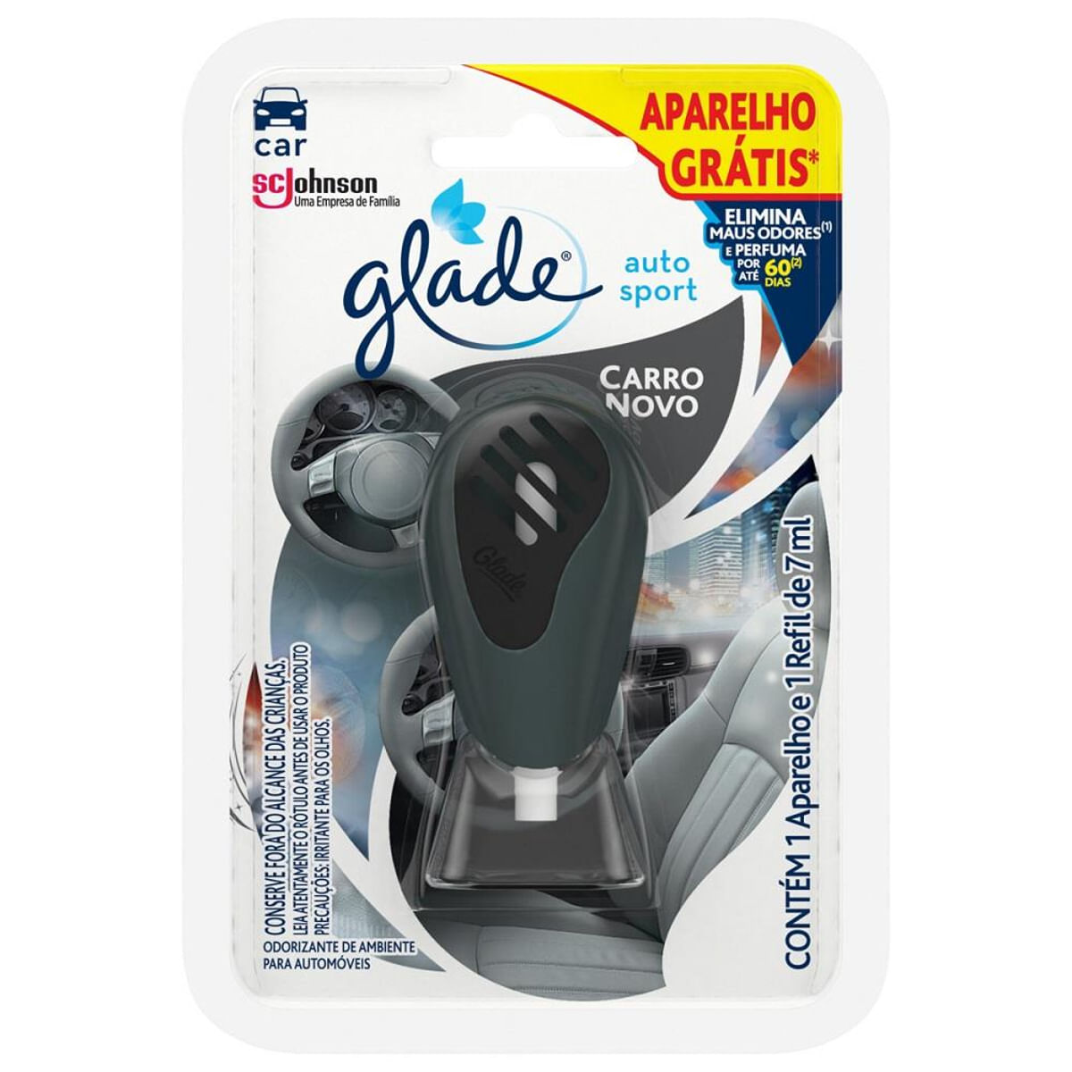 Purificador de Ar Glade Autosport Carro Novo + Aparelho 7 Ml