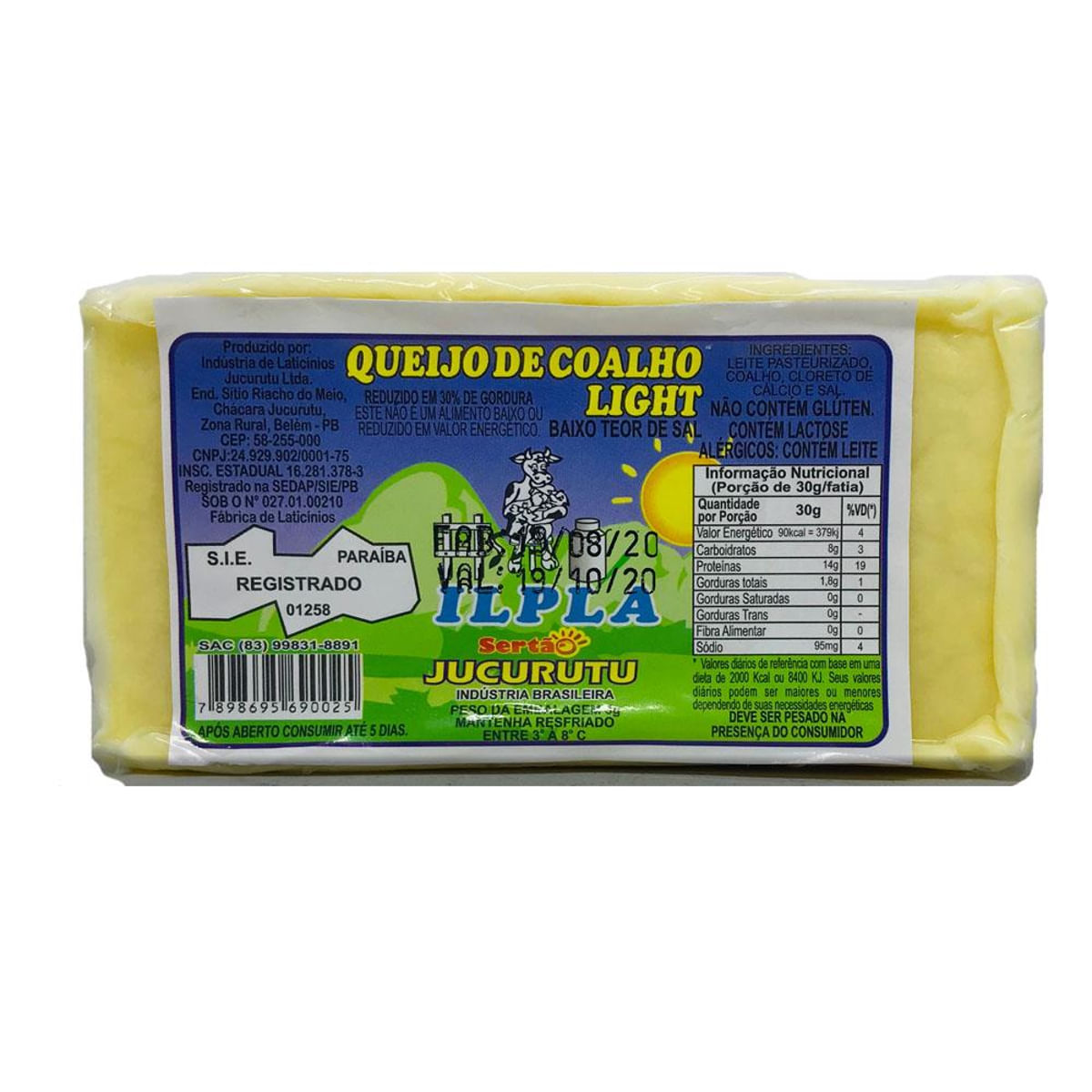 Queijo Coalho Light Sertão Jucurutu Aprox. 400g