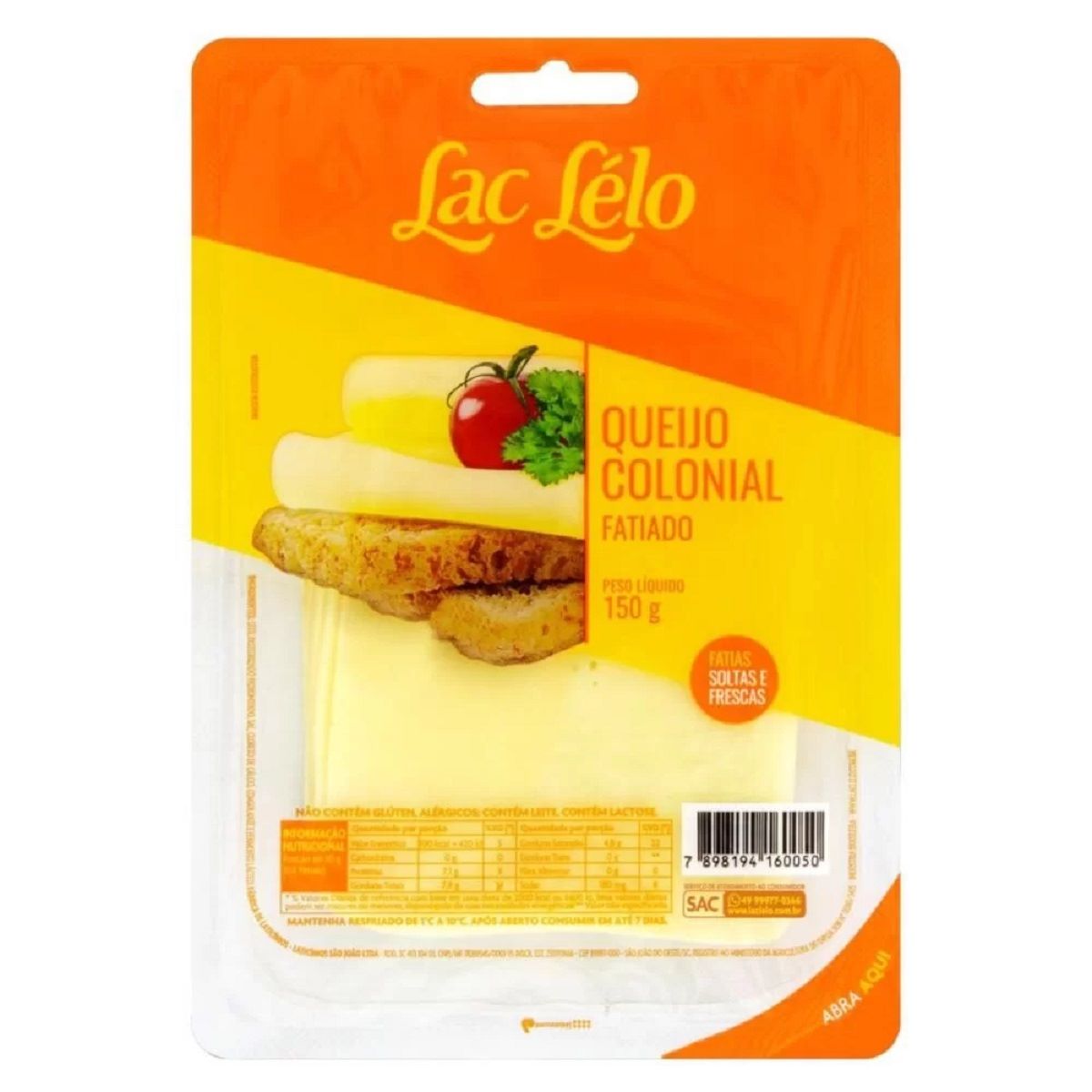 Queijo Colonial Fatiado Lac Lelo 150 g