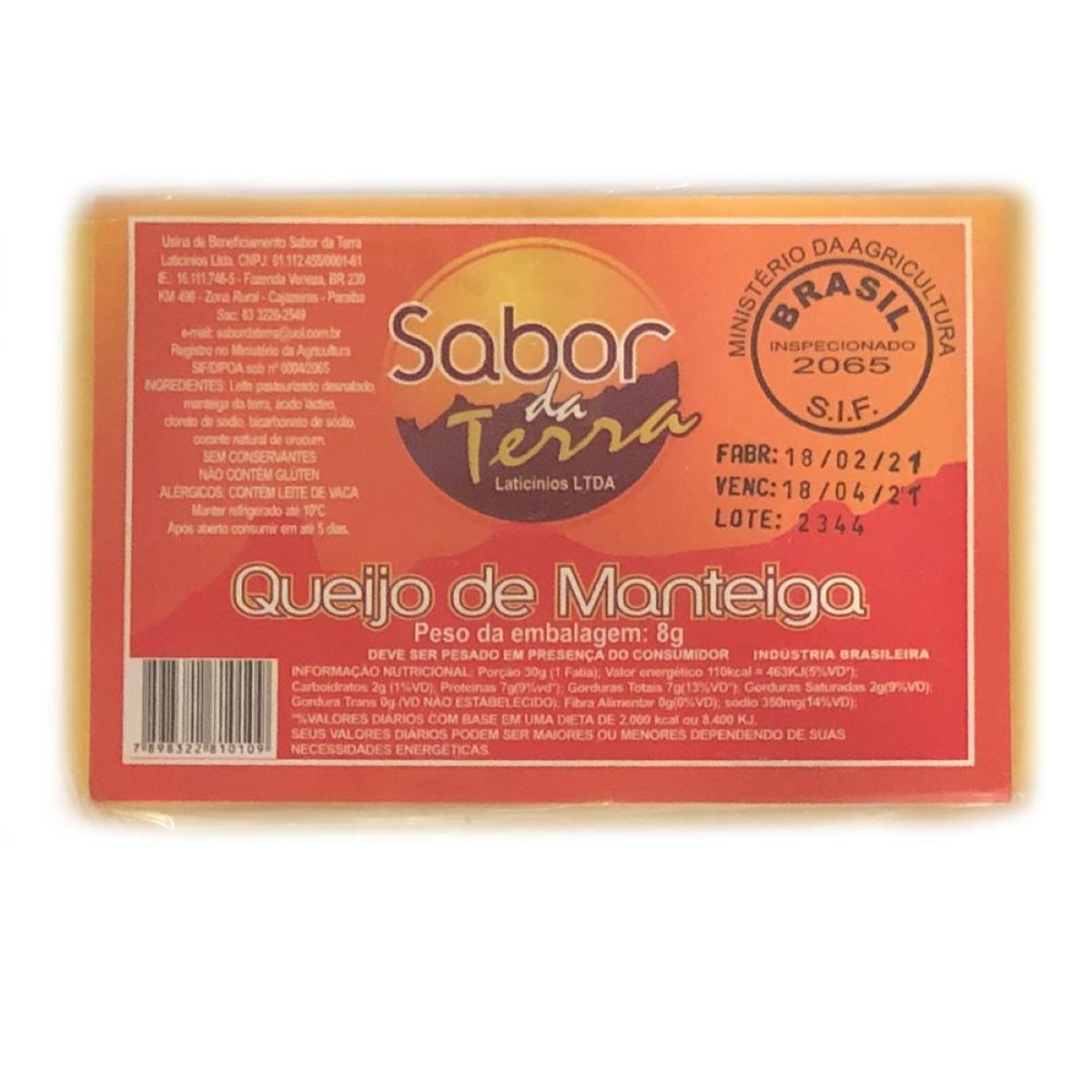 Queijo de Manteiga Sabor da Terra Aproximadamente 180 g