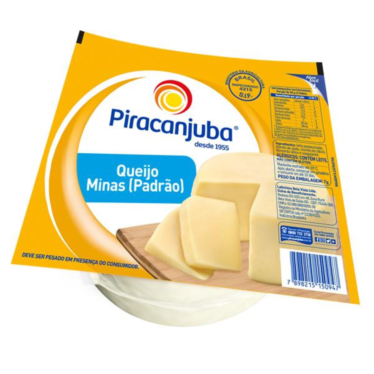 Queijo Minas Padrão Piracanjuba Aproximadamente 500 g