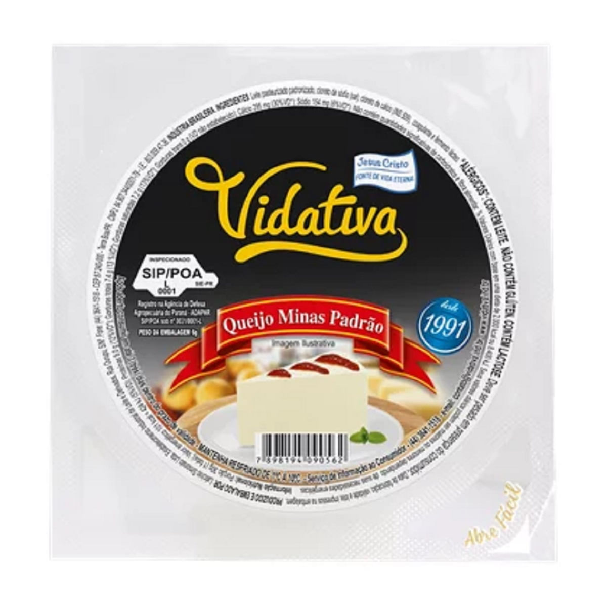 Queijo Minas Padrão Vidativa Aproximadamente 500 g