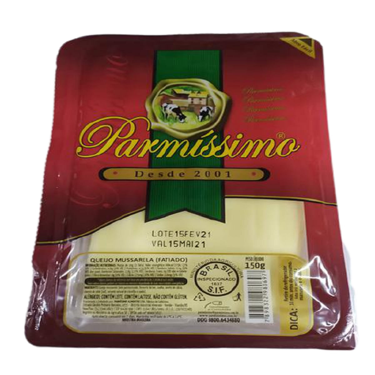 Queijo Mussarela Fatiado Parmissimo 150g