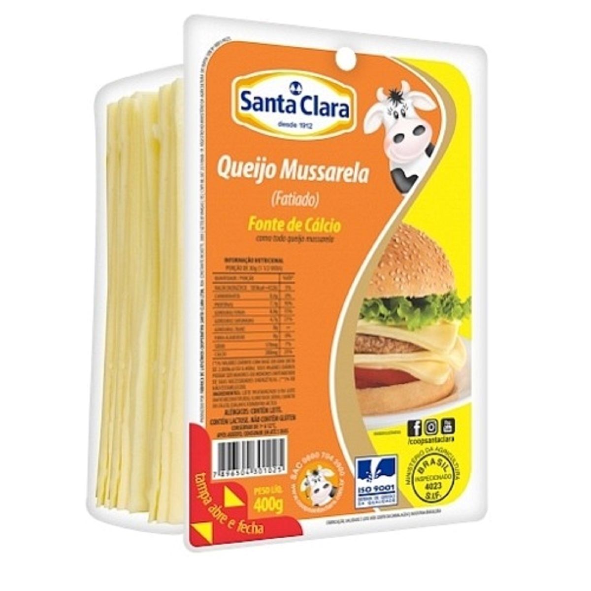 Queijo Mussarela Fatiada Santa Clara 400 g