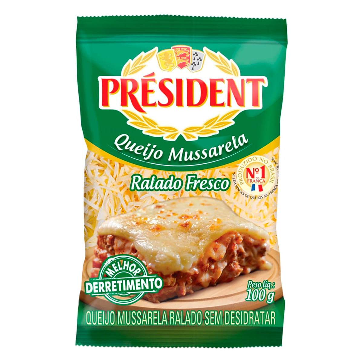 Queijo Mussarela Prato Fresco Président Ralado 100 g