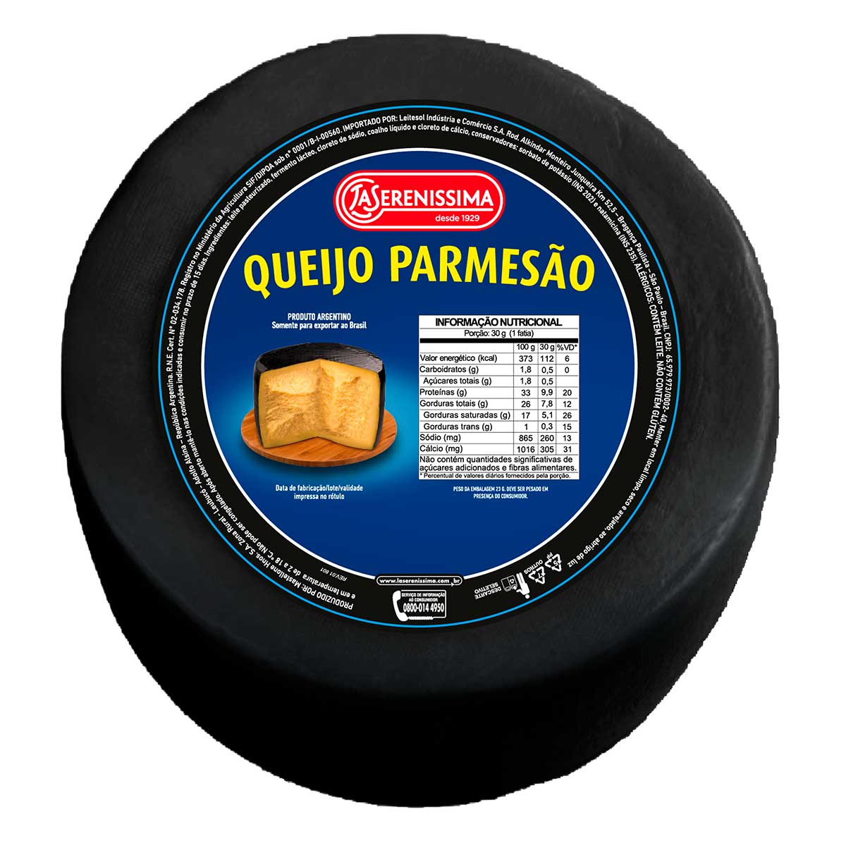 Queijo Parmesão Forma com Casca Preta La Serenissima Aprox. 200g