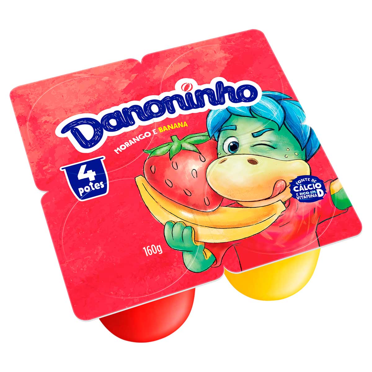 Queijo Petit Suisse Sabor Morango + Banana Danoninho 160g 4 Unidades