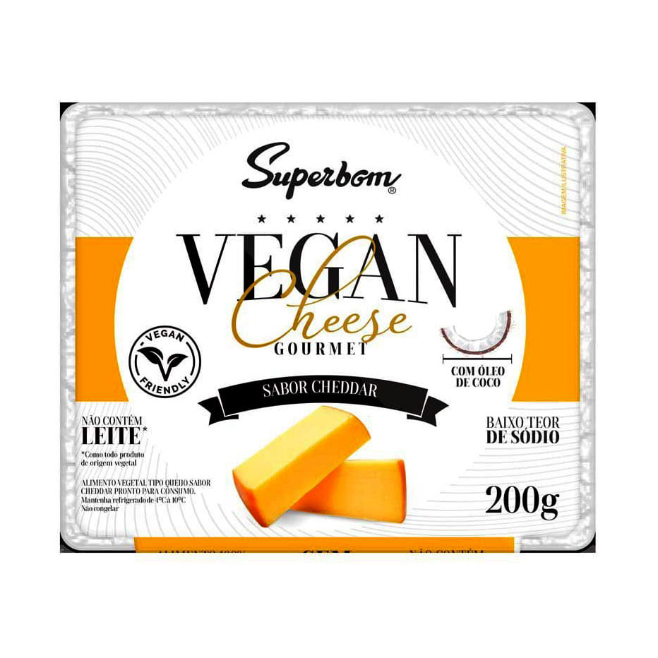 Queijo Vegano Vegan Cheese sabor Cheddar Superbom 200 g