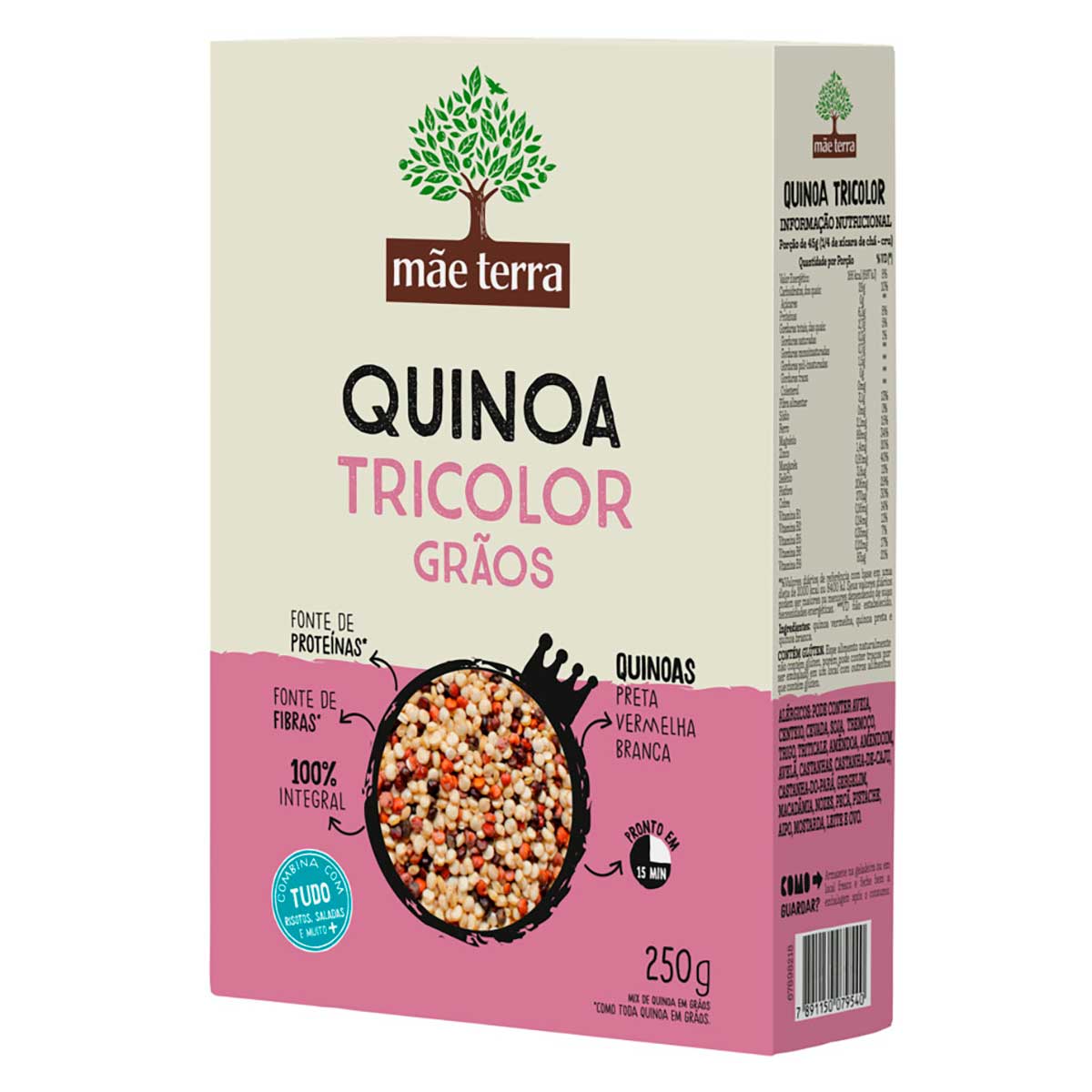 Quinoa Tricolor Mãe Terra em Grãos Integral Caixa 250 g