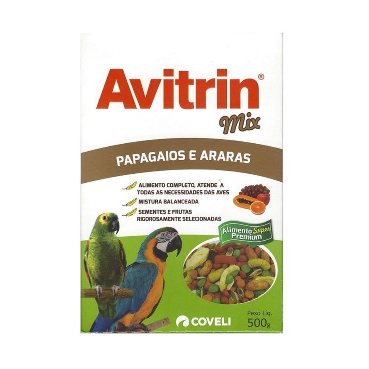 Ração Coveli Avitrin Mix para Papagaios e Araras com 500 g