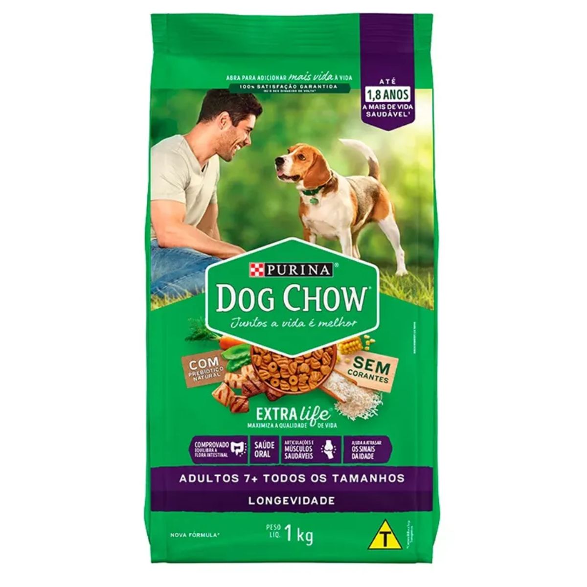 Ração para Cachorro Adulto 7+ Dog Chow Longevidade Sabor Frango e Arroz 1Kg