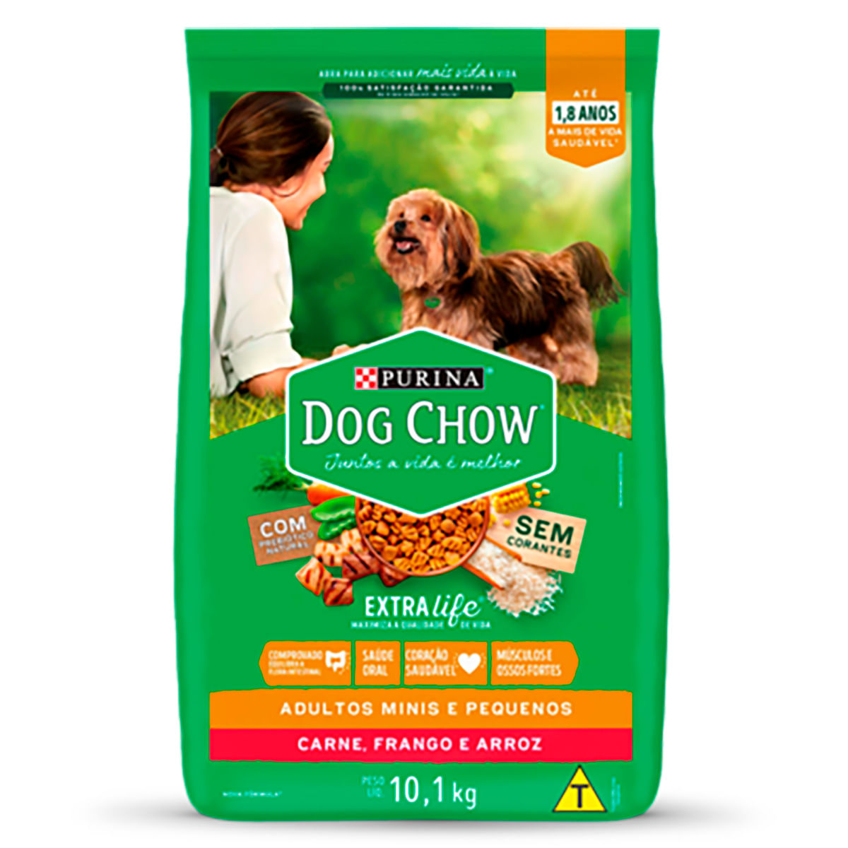 Ração para Cães Adultos Raças Minis e Pequenas Dog Chow Purina Sabor Carne Leve 12,1Kg Pague 10,1kg