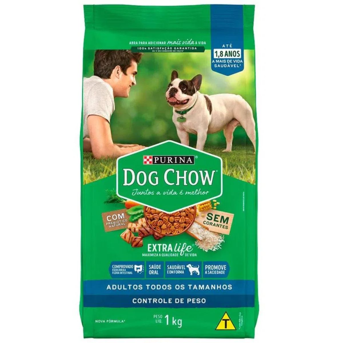 Ração para Cachorro Adulto Dog Chow Controle de Peso Sabor Carne Frango e Arroz 1Kg