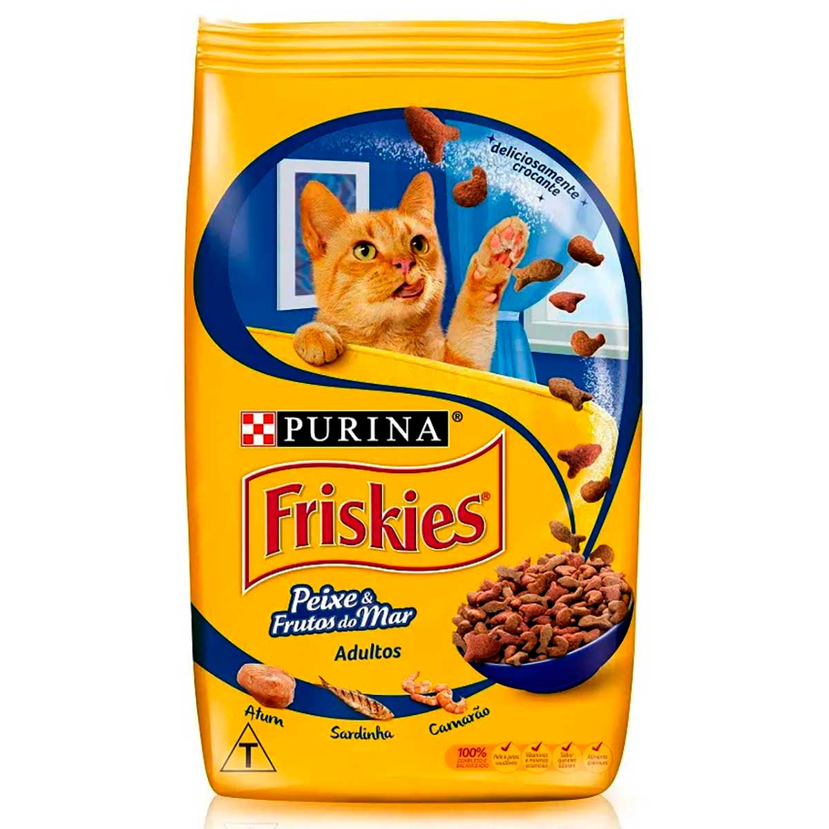 Ração para Gatos Adultos Friskies Purina Sabor Peixe e Frutos do Mar 500g