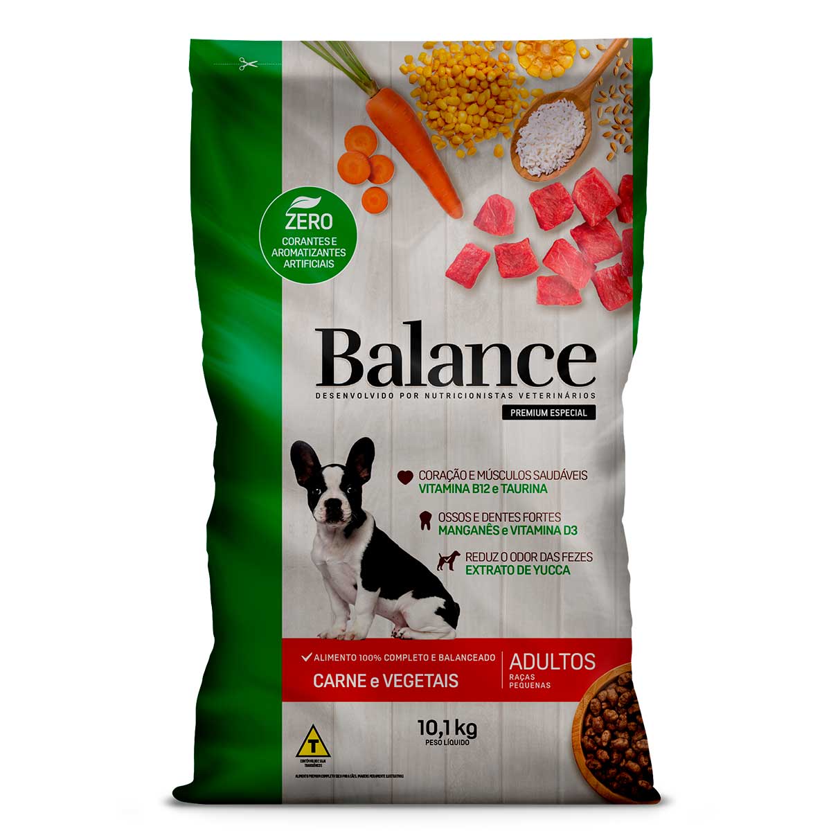 Ração para Cães Adultos Raças Pequenas Balance Premium Carne e Vegetais 10,1 Kg