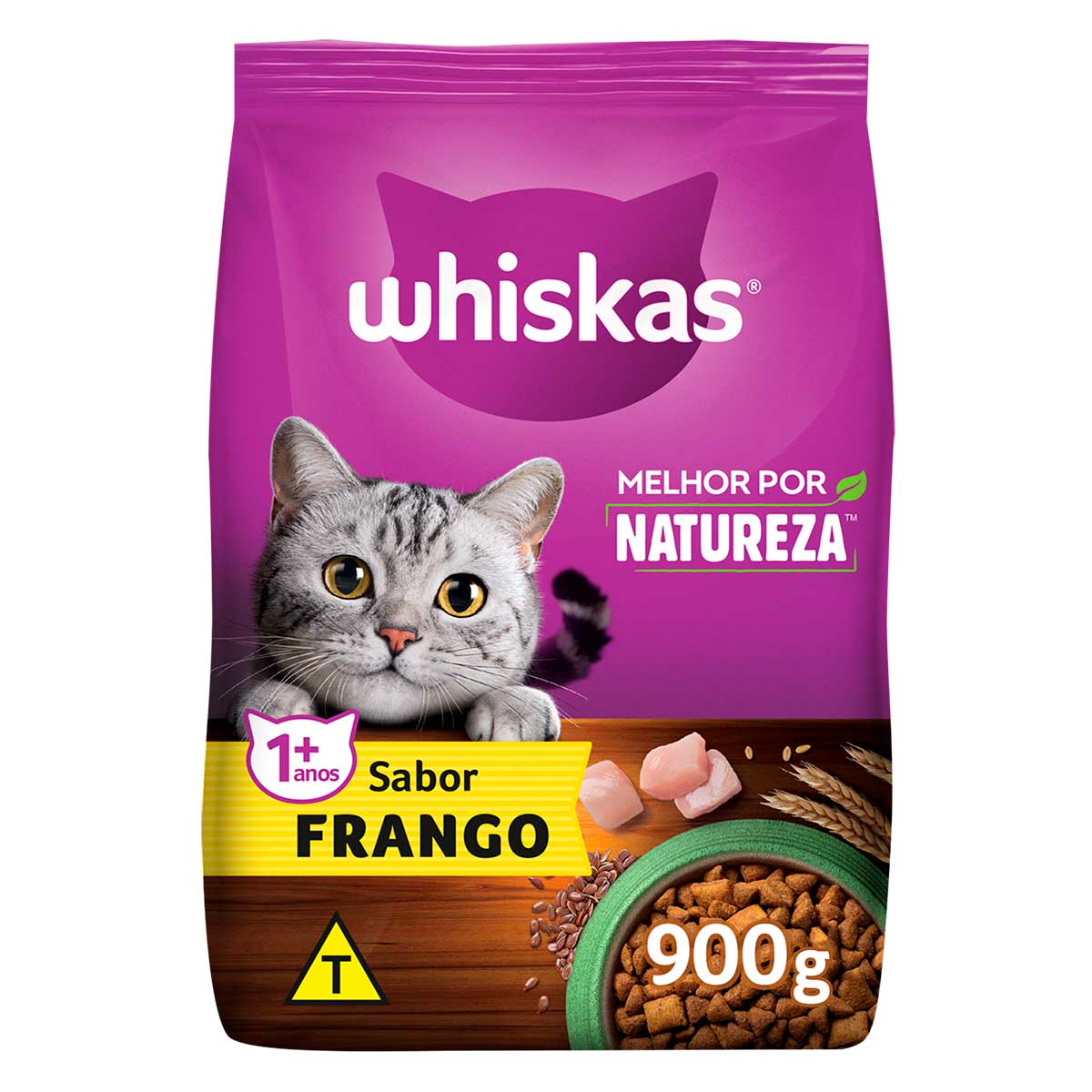 Ração para Gato Adulto + 1 ano Whiskas Melhor Por Natureza Frango 900 g