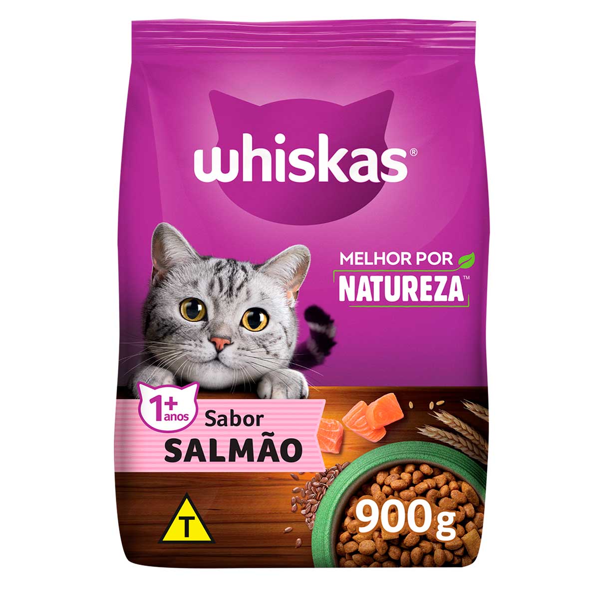 Ração para Gato Adulto + 1 ano Whiskas Melhor Por Natureza Salmão 900 g