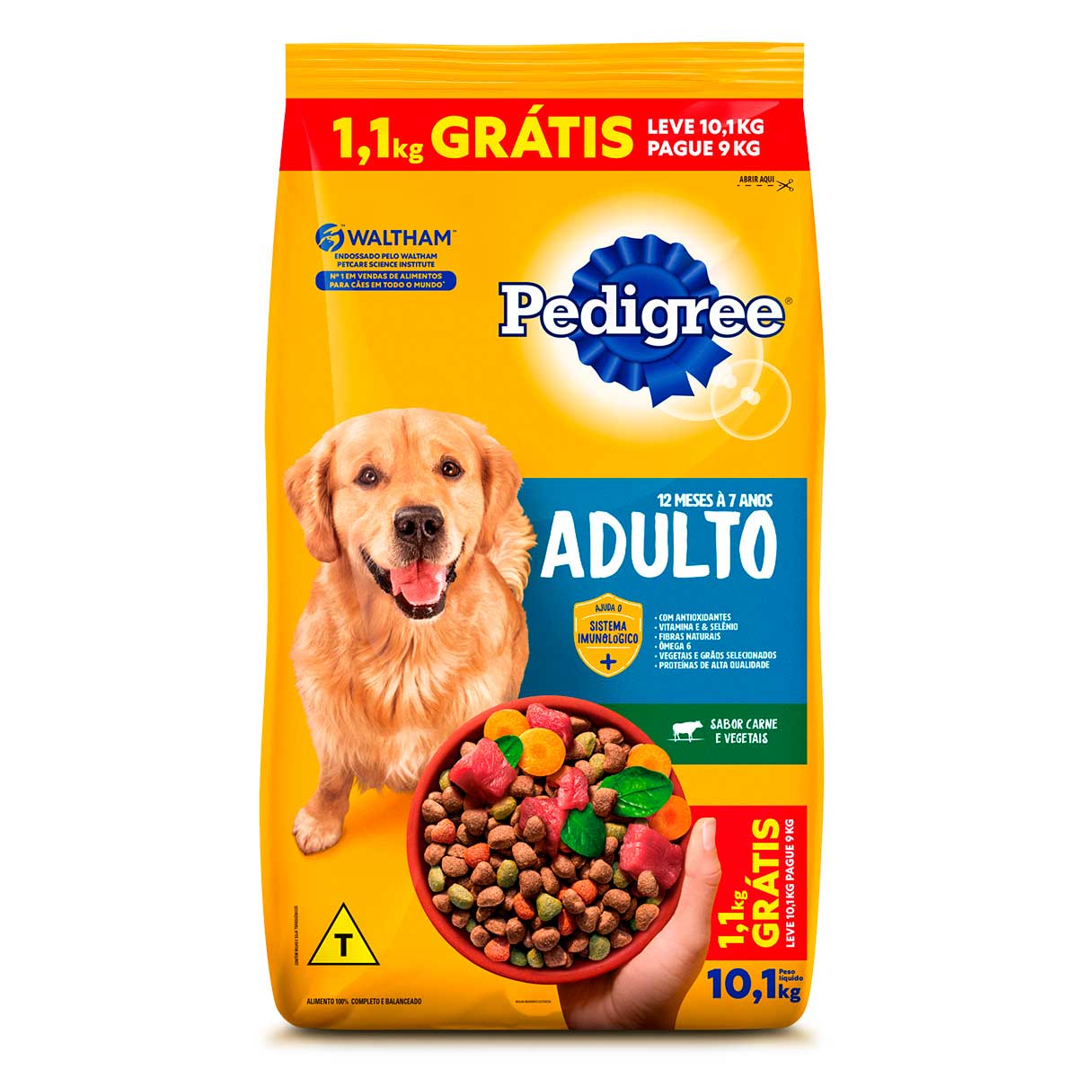 Ração para Cães Adultos Pedigree Sabor Carne e Vegetais 10,1Kg