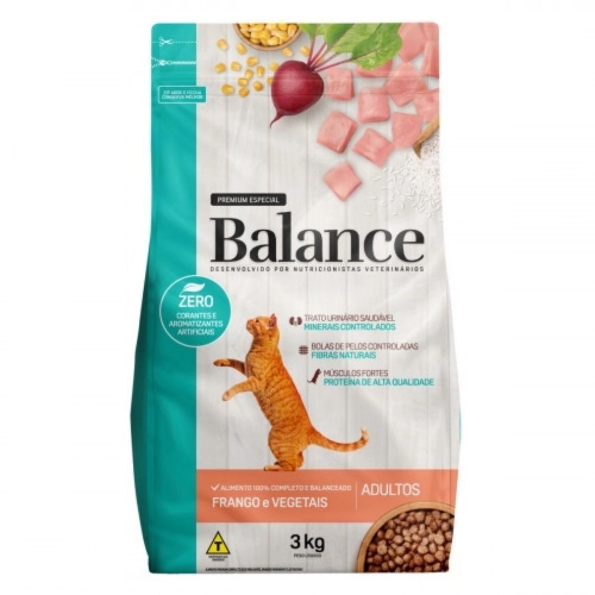 Ração Balance Premium Sabor Frango e Vegetais para Gatos Adultos com 3 kg