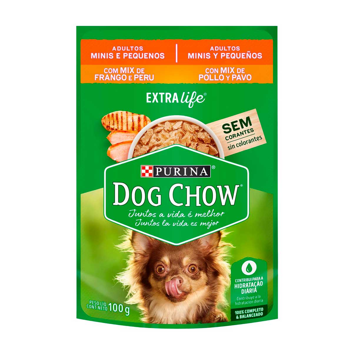 Ração Úmida para Cachorro Adulto Pequeno Purina Dog Chow Frango e Peru Sachê 100g