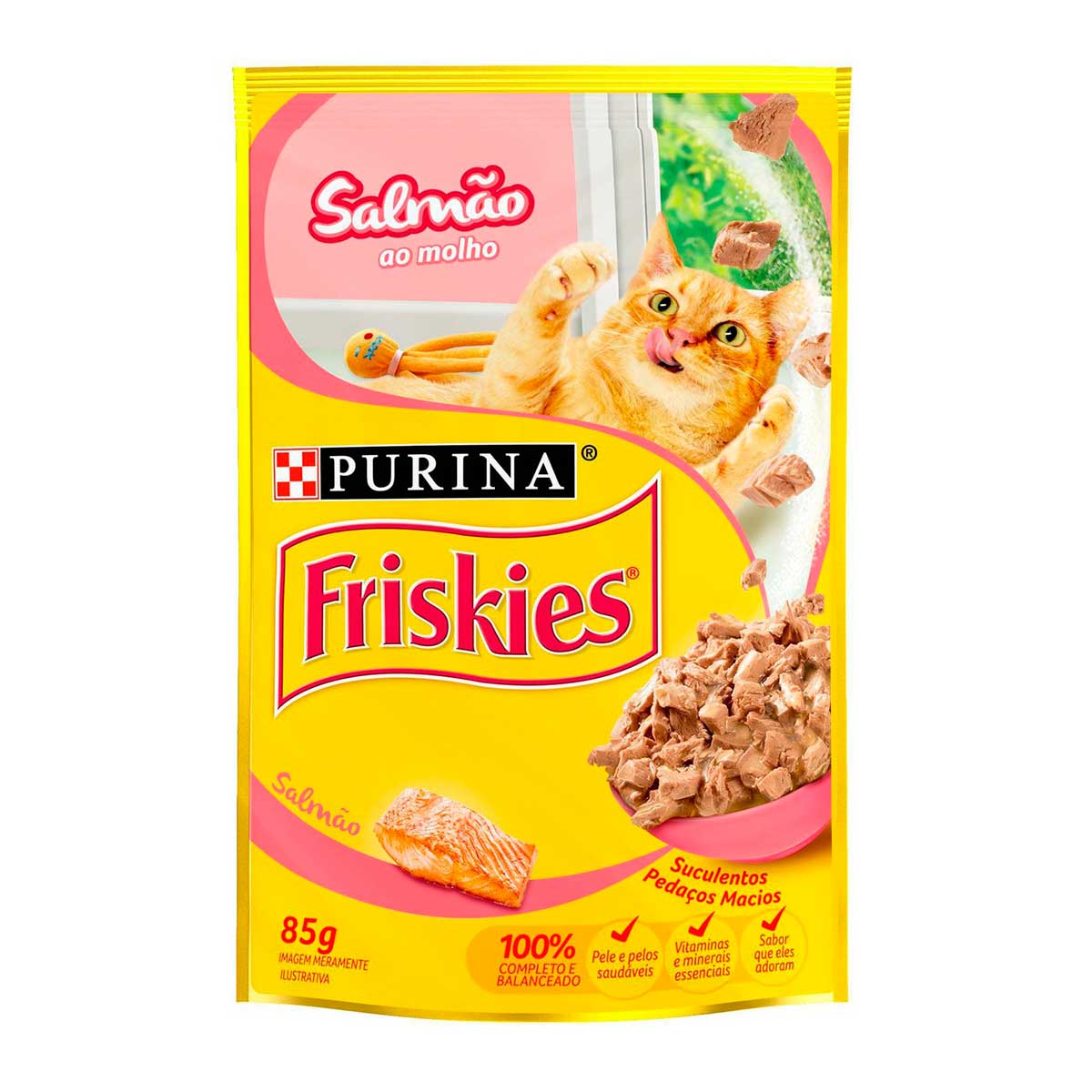 Ração Úmida para Gato Purina Friskies Salmão com Molho Sachê 85g