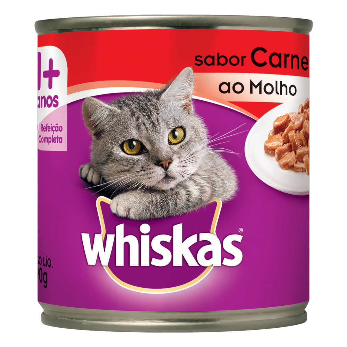 Ração Úmida Whiskas Lata Carne ao Molho para Gatos Adultos 290 g