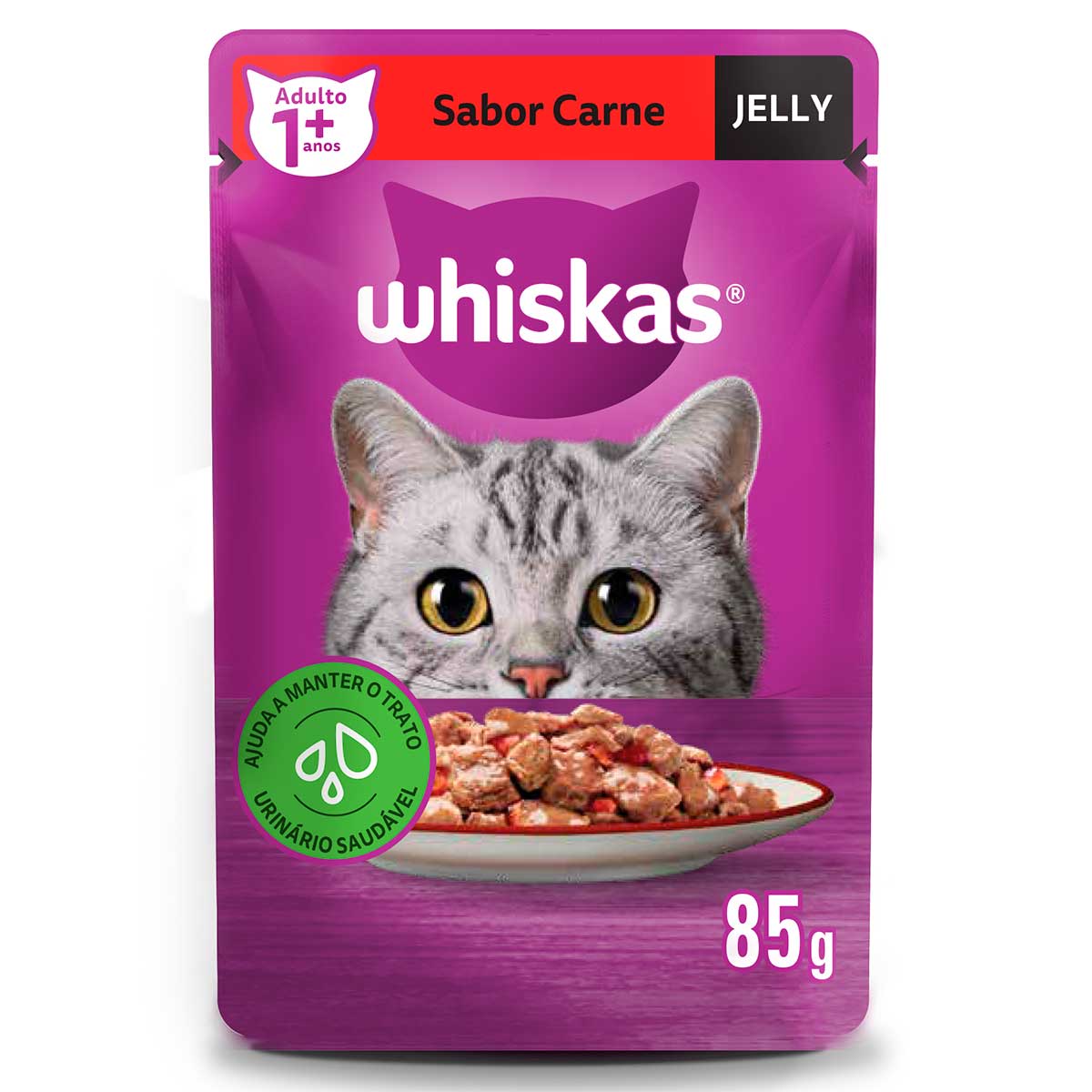 Ração Úmida Whiskas Sachê Carne Jelly para Gatos Adultos 85 g