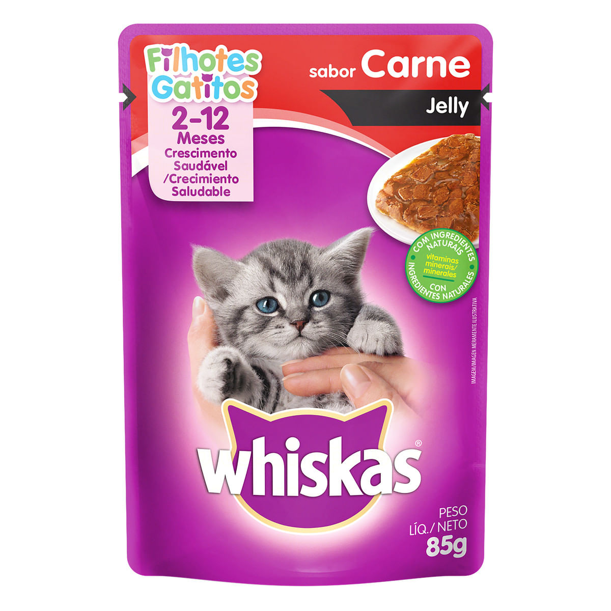 Ração Úmida Whiskas Sachê Carne Jelly para Gatos Filhotes 85 g